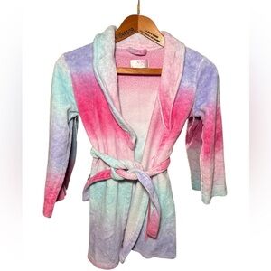 XOXO Girls Ombre Fleece Robe Colorful Pastel Tie-Dye Size 7/8 Pajamas